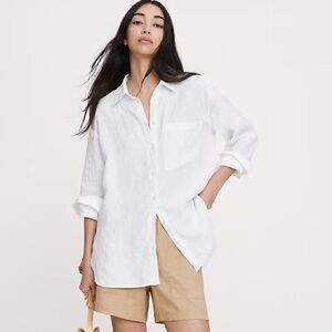 Banana Repbulic White Linen oversized Button-Down Shirt